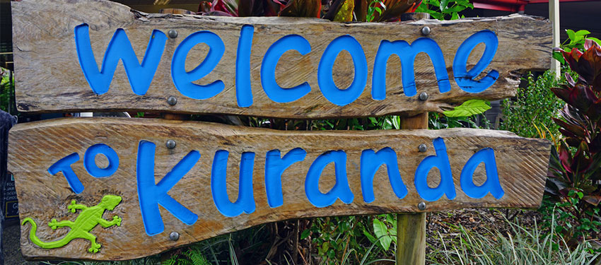Sign reading "Welcome to Kuranda"