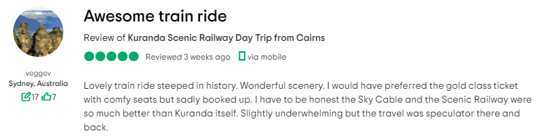 kuranda scenic railway tour from cairns